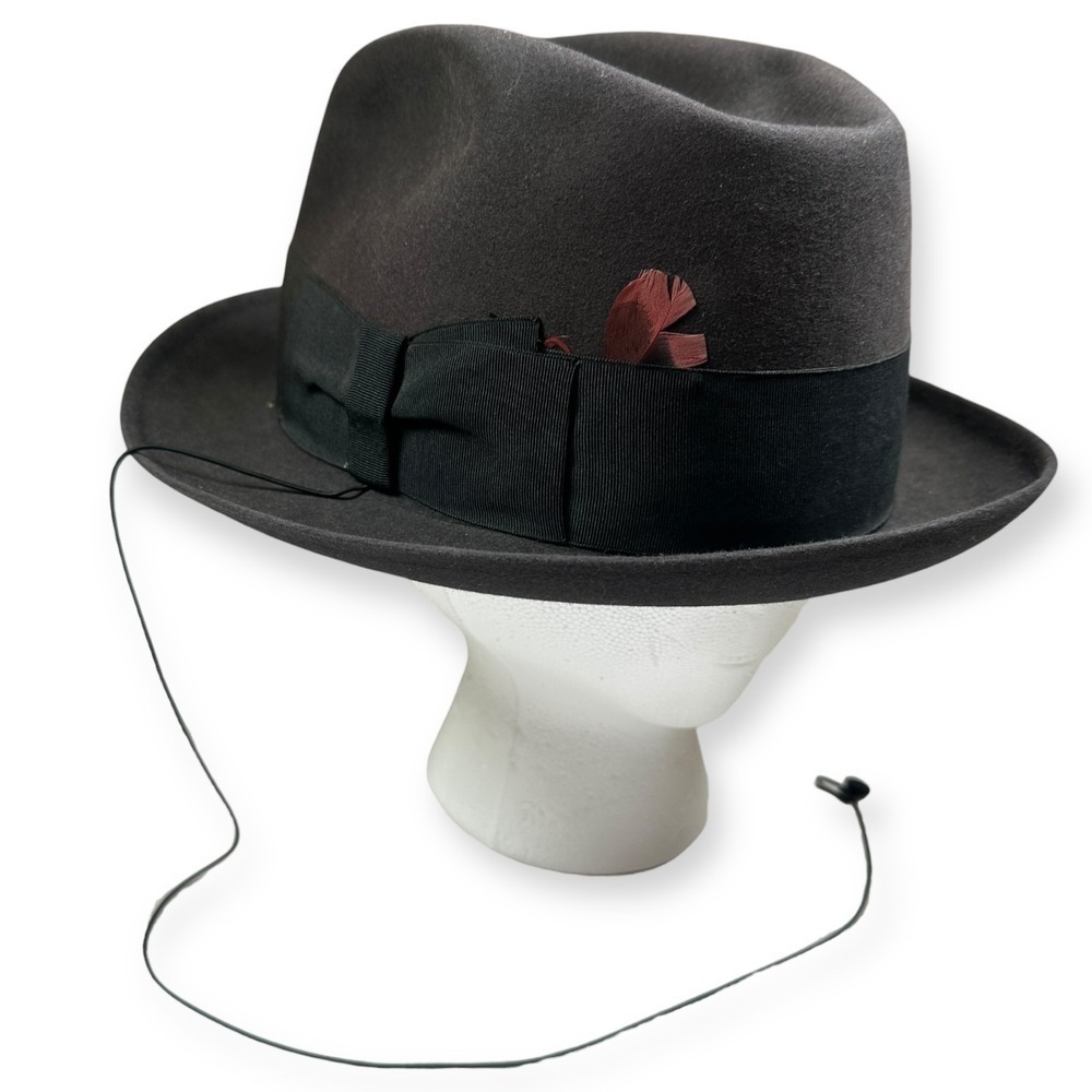 Vintage  Brown Black Borsalino Alessandria San Remo Fedora WTP Size 7 1/8 Italy